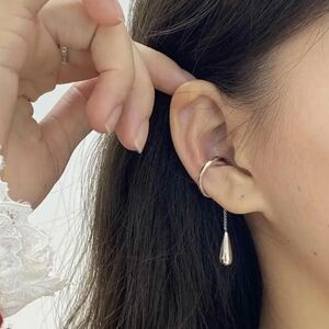 Silver Teardrop Cuff Earrings